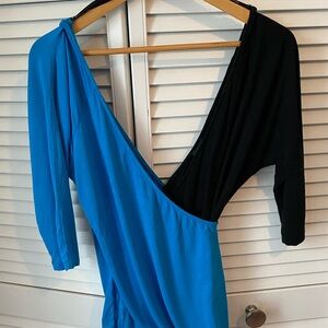 Elegant Blue and Black Women's blouse